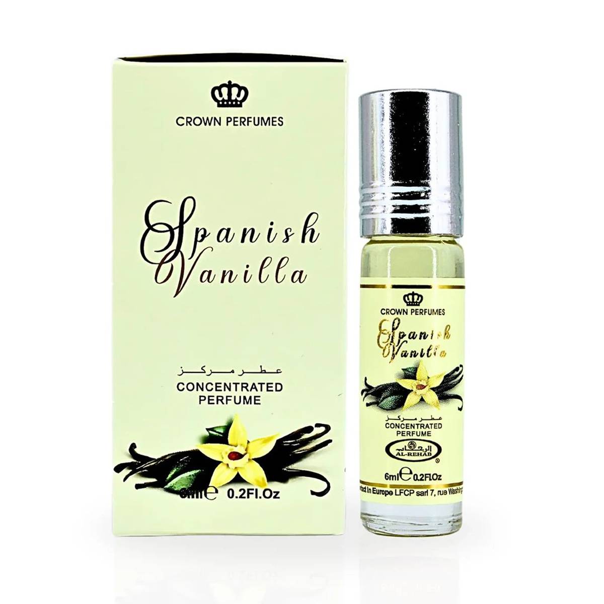 Al Rehab Spanish Vanilla 6ml Women's Perfume Oil — Roll-On Attar, Sweet Gourmand Vanilla Fragrance | Islamic & Eid Gift for Her